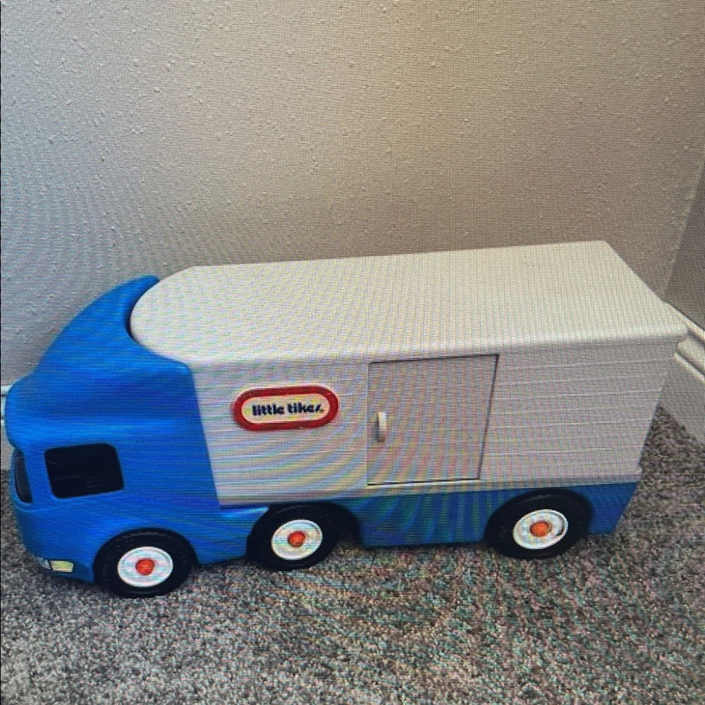Blue and White Toy Truck